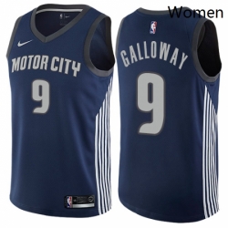 Womens Nike Detroit Pistons 9 Langston Galloway Swingman Navy Blue NBA Jersey City Edition 