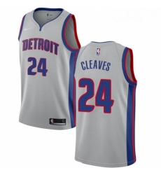 Youth Nike Detroit Pistons 24 Mateen Cleaves Swingman Silver NBA Jersey Statement Edition