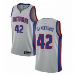 Youth Nike Detroit Pistons 42 Jerry Stackhouse Authentic Silver NBA Jersey Statement Edition