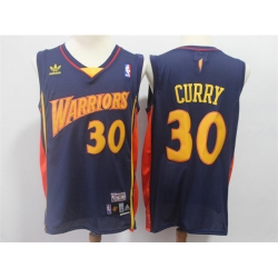 Men Golden State Warriors #30 Stephen Curry Throwback Navy Hardwood Classics Jersey