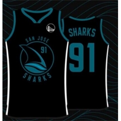 Men Golden State Warriors X San Jose Sharks 91 Black Basketball Jersey