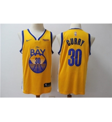 Men Golden Warriors Stephen Curry 30 Yellow Nike Swingman Jersey