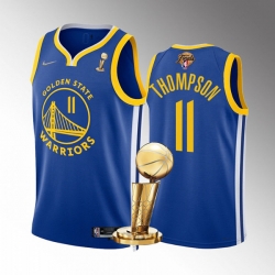 Men's Golden State Warriors #11 Klay Thompson 2022 Royal NBA Finals Champions Stitched Jersey