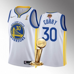 Men's Golden State Warriors #30 Stephen Curry 2022 White NBA Finals Champions Stitched Jersey