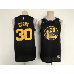 Men's Golden State Warriors #30 Stephen Curry Black City Player Jersey