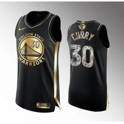 Men's Golden State Warriors #30 Stephen Curry Black Gold Diamond Jersey