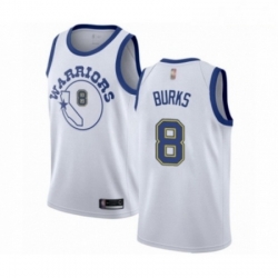 Mens Golden State Warriors 8 Alec Burks Authentic White Hardwood Classics Basketball Jersey 