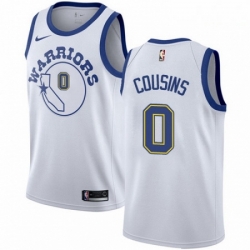 Mens Nike Golden State Warriors 0 DeMarcus Cousins White Throwback NBA Swingman Hardwood Classics Jersey 