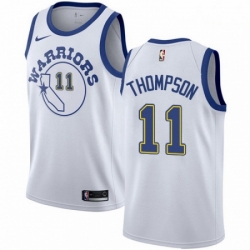 Mens Nike Golden State Warriors 11 Klay Thompson Authentic White Hardwood Classics NBA Jersey