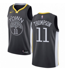 Mens Nike Golden State Warriors 11 Klay Thompson Swingman Black Alternate NBA Jersey Statement Edition