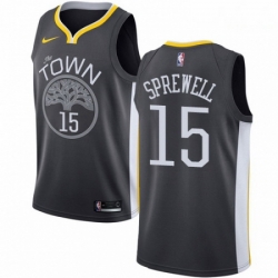 Mens Nike Golden State Warriors 15 Latrell Sprewell Swingman Black Alternate NBA Jersey Statement Edition