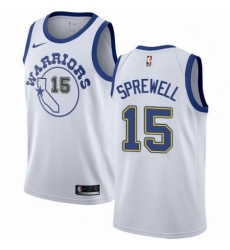 Mens Nike Golden State Warriors 15 Latrell Sprewell Swingman White Hardwood Classics NBA Jersey