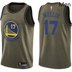 Mens Nike Golden State Warriors 17 Chris Mullin Swingman Green Salute to Service NBA Jersey