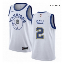 Mens Nike Golden State Warriors 2 Jordan Bell Swingman White Hardwood Classics NBA Jersey 