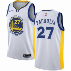 Mens Nike Golden State Warriors 27 Zaza Pachulia Authentic White Home NBA Jersey Association Edition