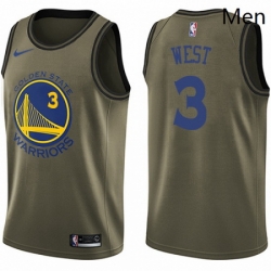 Mens Nike Golden State Warriors 3 David West Swingman Green Salute to Service NBA Jersey