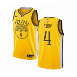 Mens Nike Golden State Warriors 4 Quinn Cook Yellow Swingman Jersey Earned Edition 