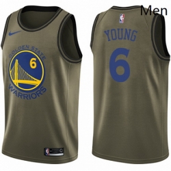 Mens Nike Golden State Warriors 6 Nick Young Swingman Green Salute to Service NBA Jersey 