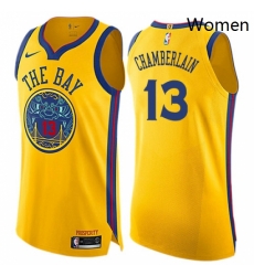 Womens Nike Golden State Warriors 13 Wilt Chamberlain Swingman Gold NBA Jersey City Edition