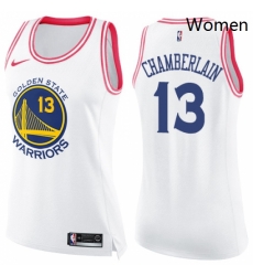 Womens Nike Golden State Warriors 13 Wilt Chamberlain Swingman WhitePink Fashion NBA Jersey