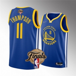 Youth Golden State Warriors 11 Klay Thompson 2022 Blue NBA Finals Stitched Jersey