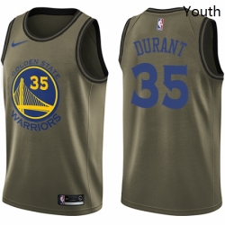 Youth Nike Golden State Warriors 35 Kevin Durant Swingman Green Salute to Service NBA Jersey