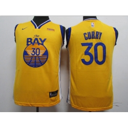 Youth Warriors 30 Stephen Curry Yellow Youth 2020 New Nike Swingman Jersey