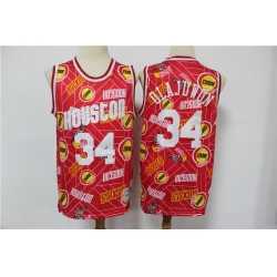 Rockets 34 Hakeem Olajuwon Red Hardwood Classics Tear Up Pack Swingman Jersey