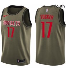 Youth Nike Houston Rockets 17 PJ Tucker Swingman Green Salute to Service NBA Jersey 