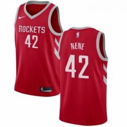 Youth Nike Houston Rockets 42 Nene Swingman Red Road NBA Jersey Icon Edition 