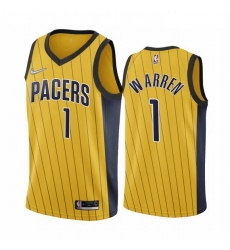 Men Indiana Pacers 1 T J  Warren Gold NBA Swingman 2020 21 Earned Edition Jersey