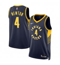 Men Indiana Pacers 4 Tristen Newton Navy 2024 Draft Icon Edition Stitched Basketball Jersey