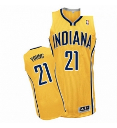 Mens Adidas Indiana Pacers 21 Thaddeus Young Authentic Gold Alternate NBA Jersey