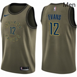 Mens Nike Indiana Pacers 12 Tyreke Evans Swingman Green Salute to Service NBA Jersey 