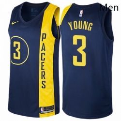 Mens Nike Indiana Pacers 3 Joe Young Authentic Navy Blue NBA Jersey City Edition