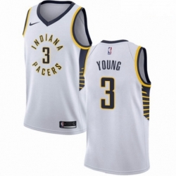 Mens Nike Indiana Pacers 3 Joe Young Authentic White NBA Jersey Association Edition