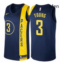 Mens Nike Indiana Pacers 3 Joe Young Swingman Navy Blue NBA Jersey City Edition