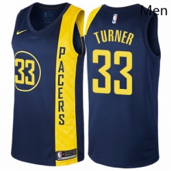 Mens Nike Indiana Pacers 33 Myles Turner Authentic Navy Blue NBA Jersey City Edition