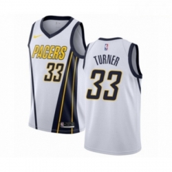 Mens Nike Indiana Pacers 33 Myles Turner White Swingman Jersey Earned Edition