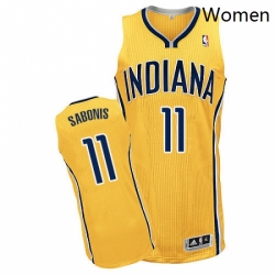 Womens Adidas Indiana Pacers 11 Domantas Sabonis Authentic Gold Alternate NBA Jersey  Womens Adidas Indiana Pacers 11 Domantas Sabonis Authentic Gold Alternate NBA Jersey