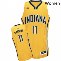 Womens Adidas Indiana Pacers 11 Domantas Sabonis Swingman Gold Alternate NBA Jersey  Womens Adidas Indiana Pacers 11 Domantas Sabonis Swingman Gold Alternate NBA Jersey