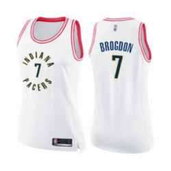 Womens Indiana Pacers 7 Malcolm Brogdon Swingman White Pink Fashion Basketball Jersey 