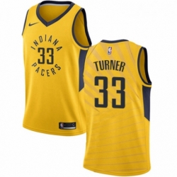 Youth Nike Indiana Pacers 33 Myles Turner Authentic Gold NBA Jersey Statement Edition