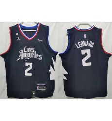 Men Los Angeles Clippers 2 Kawhi Leonard Black Stitched Jersey