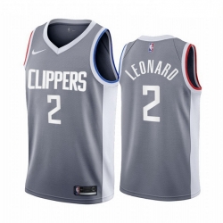 Men Los Angeles Clippers 2 Kawhi Leonard Gray NBA Swingman 2020 21 Earned Edition Jersey