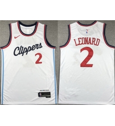 Men Los Angeles Clippers 2 Kawhi Leonard White Stitched Jersey