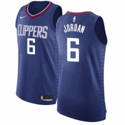 Mens Nike Los Angeles Clippers 6 DeAndre Jordan Authentic Blue Road NBA Jersey Icon Edition