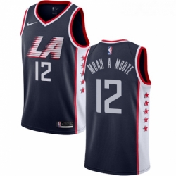 Youth Nike Los Angeles Clippers 12 Luc Mbah a Moute Swingman Navy Blue NBA Jersey City Edition 