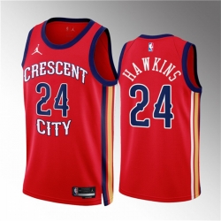 Men New Orleans Pelicans 24 Jordan Hawkins Red 2022 23 Statement Edition Stitched Basketball Jersey