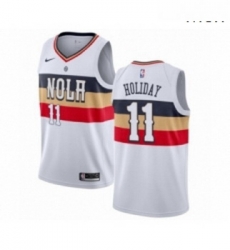 Mens Nike New Orleans Pelicans 11 Jrue Holiday White Swingman Jersey Earned Edition